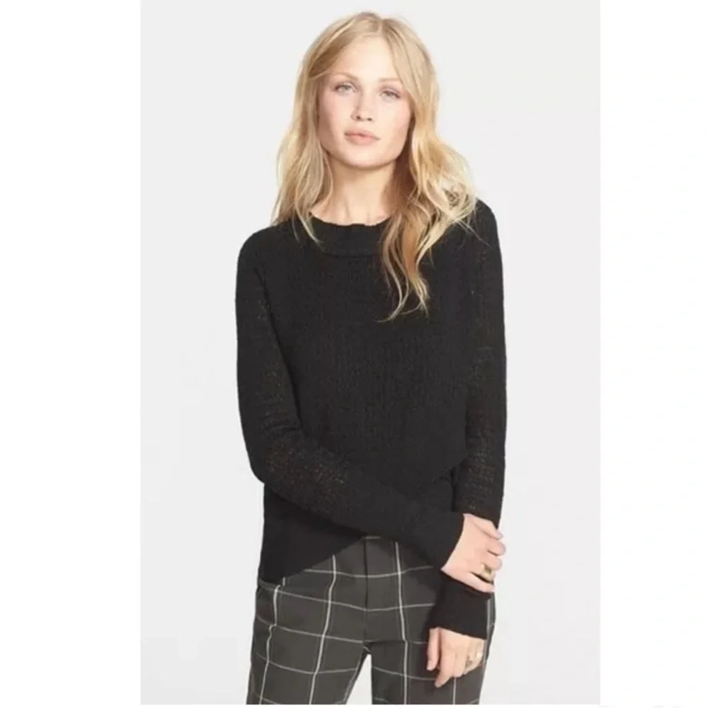 Free People Boho Wrap Sweater Womens Charcoal Funnel Neck Pullover Small - Picture 3 of 10